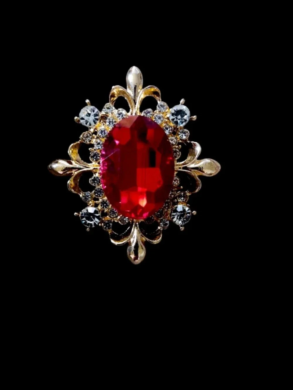 Red Crystal Statement Brooch